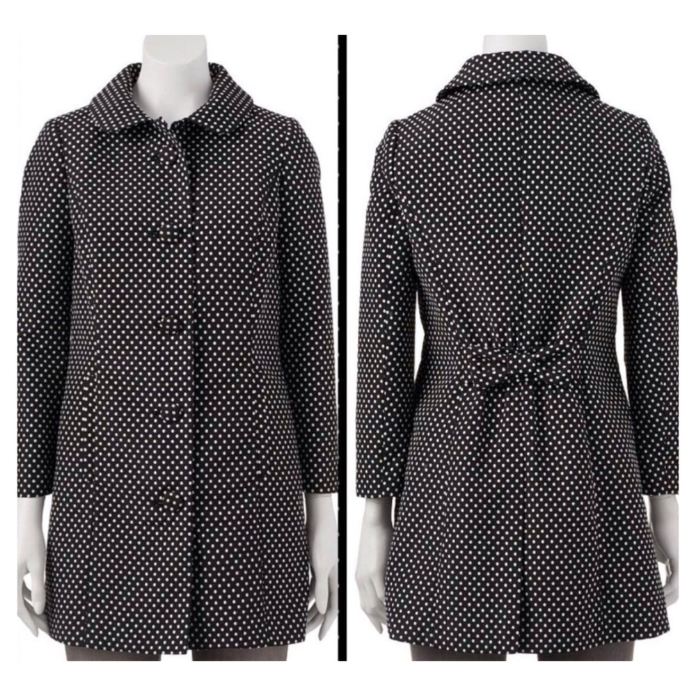 LC Lauren Conrad Black & White Polka Dots Coat - Picture 5 of 6